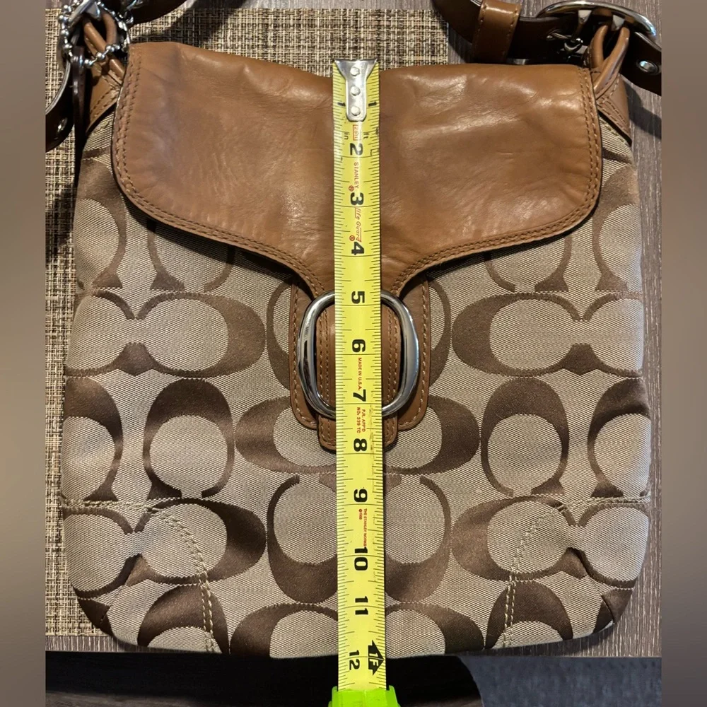 Coach Signature Canvas and Leather Crossbody Bag in Tan - Picture 7 of 10